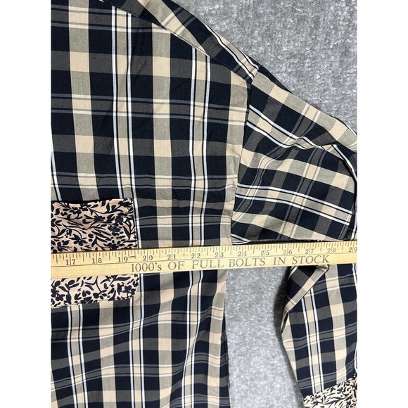 Isaac Mizrahi Live! Long Sleeve Button Up Shirt Top Womens Size 12 Plaid Floral - Picture 8 of 9